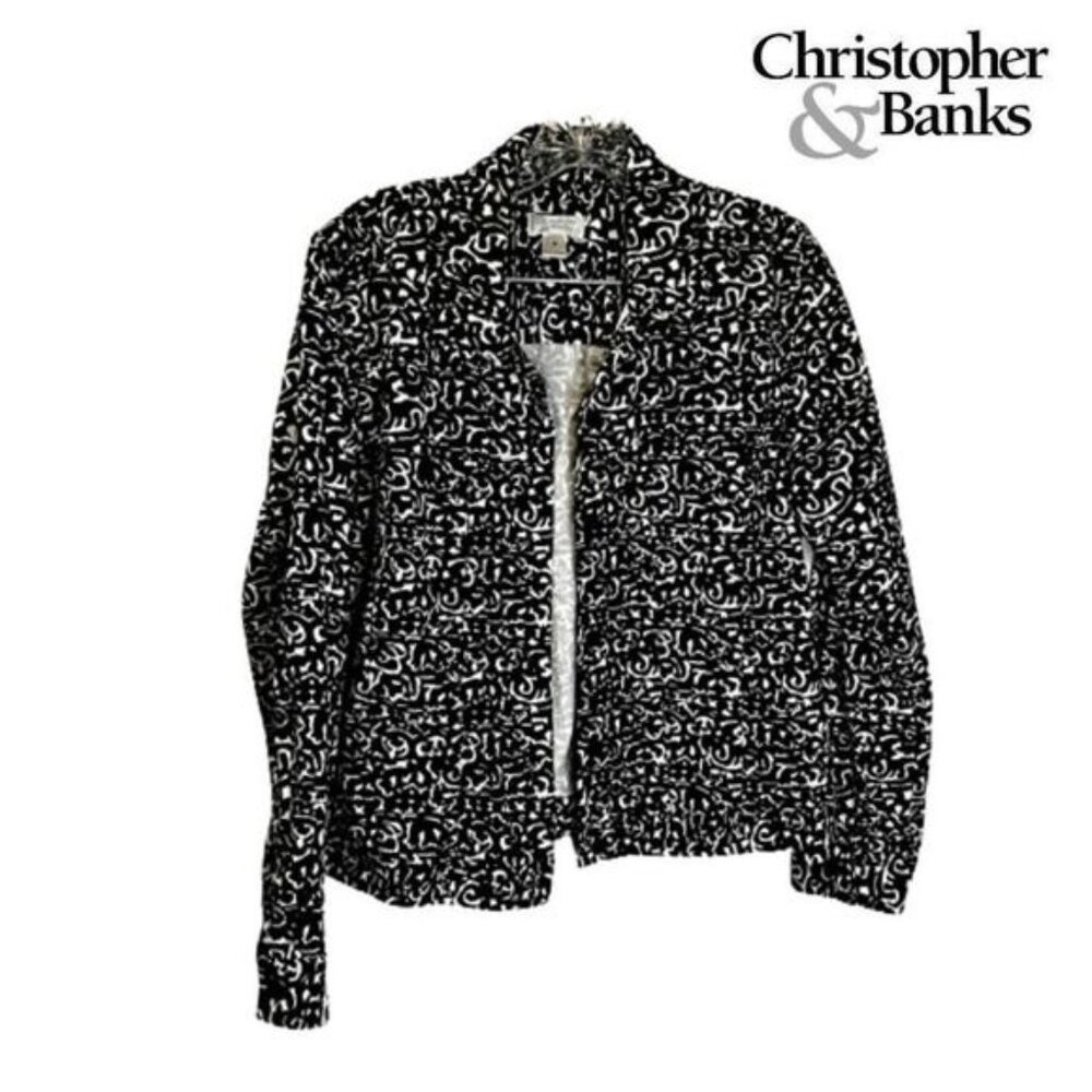 Christopher & Banks Women's Collared Button Front Long-sleeved Jacket